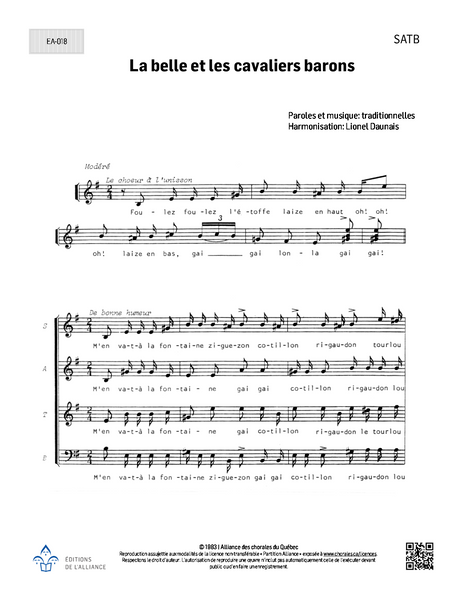 La belle et les cavaliers barons - SATB