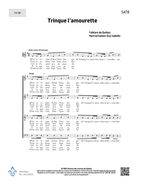 Trinque l'amourette - SATB