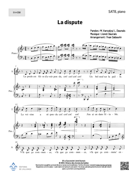 La dispute - SATB + piano