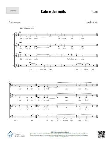 Calme des nuits - SATB