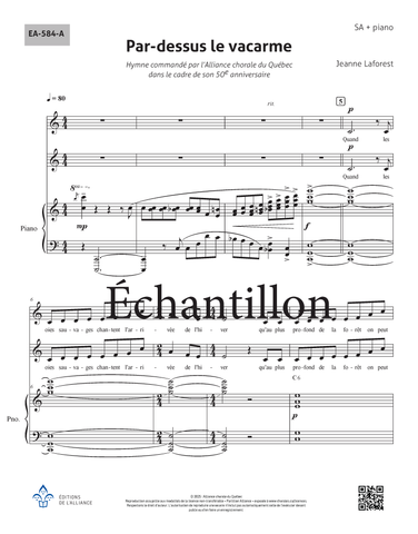 Par-dessus le vacarme - hymne du 50e anniversaire de l'Alliance (Jeanne Laforest) - Voix égales