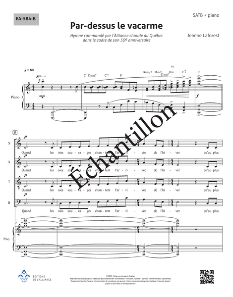 Par-dessus le vacarme - hymne du 50e anniversaire de l'Alliance (Jeanne Laforest) - Voix mixtes