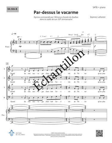 Par-dessus le vacarme - hymne du 50e anniversaire de l'Alliance (Jeanne Laforest) - Voix mixtes