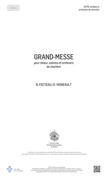 Grand-Messe (version orchestrale) - SATB, solistes et orchestre de chambre