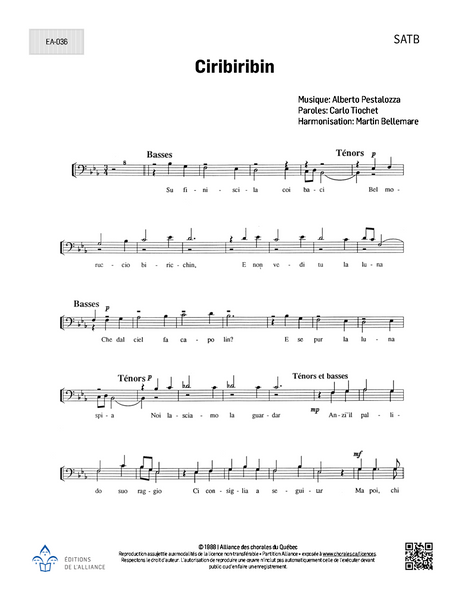 Ciribiribin - SATB + piano
