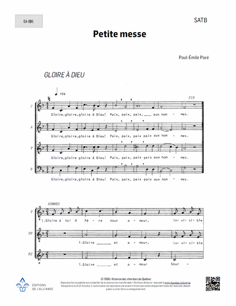Petite Messe - SATB + piano