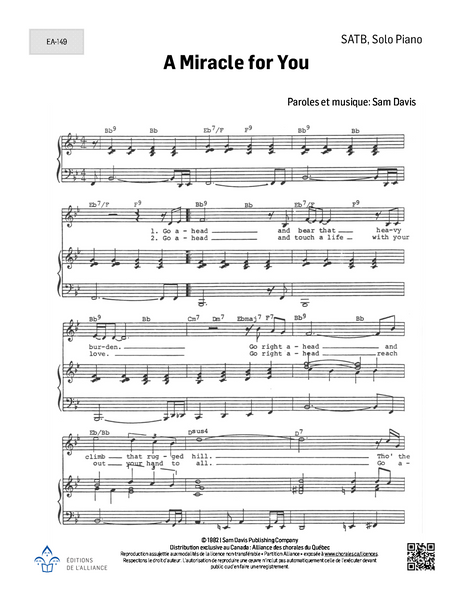 A Miracle for You - SATB + solo + piano