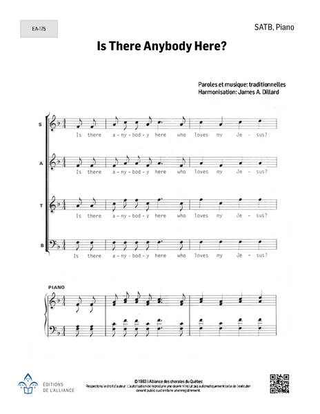 Is There Anybody Here? - SATB + piano