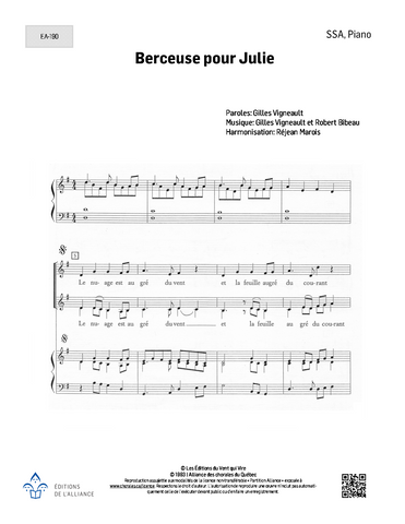 Berceuse pour Julie - SSA + piano