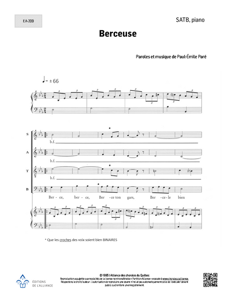 Berceuse - SATB + piano