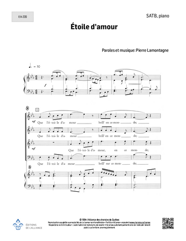 Étoile d'amour - SATB + piano