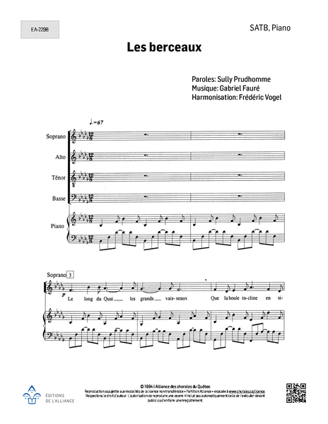 Les berceaux - SATB + piano