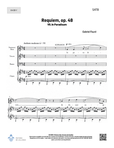 Requiem, op. 48 VII. In Paradisum - SATB