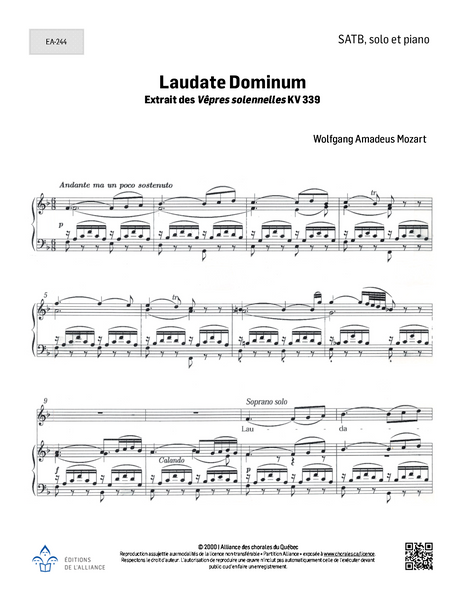 Laudate Dominum - SATB + solo + petit ensemble