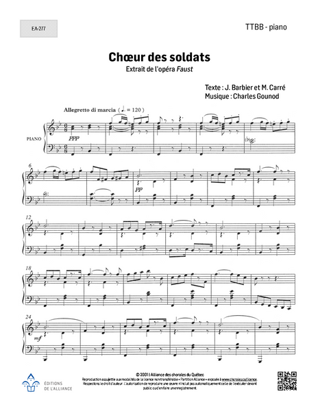 Choeur des soldats - TTBB + piano