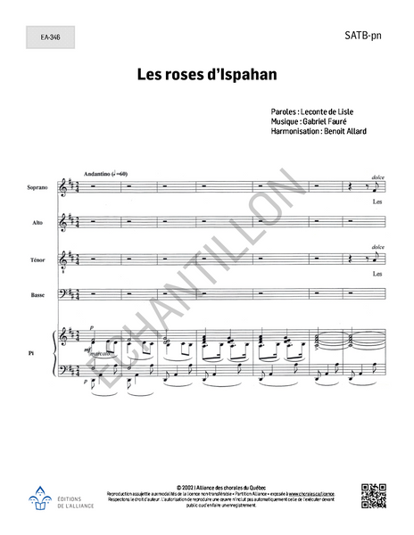 Les roses d'Ispahan - SATB + piano