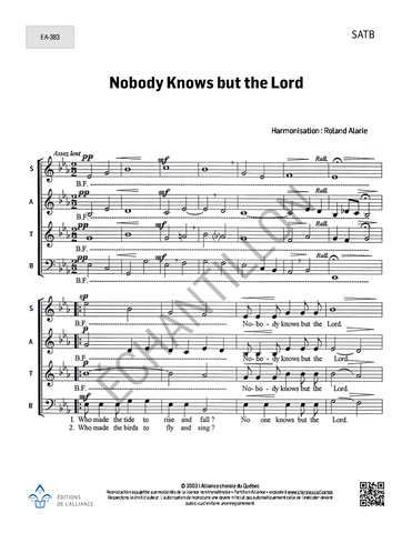 Nobody Knows but the Lord - SATB