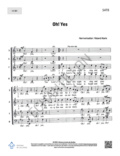 Oh! Yes - SATB + piano