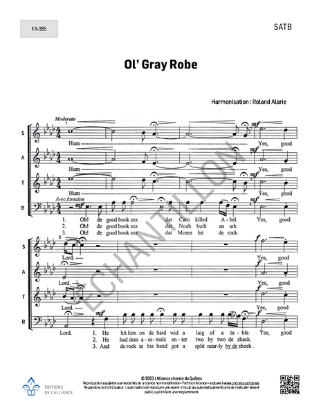 Ol' Gray Robe - SATB