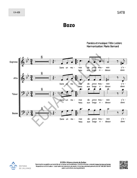 Bozo - SATB + piano