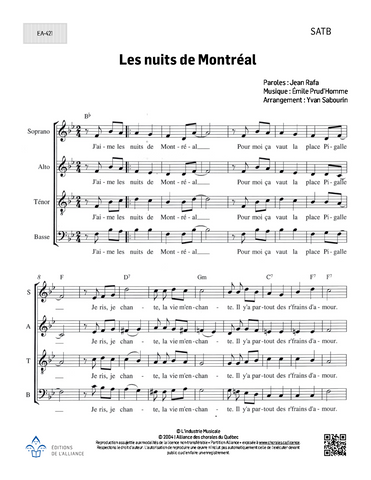 Les nuits de Montréal - SATB (harm. Y. Sabourin)