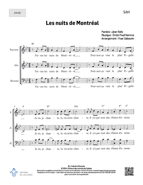 Les nuits de Montréal - SAH (harm. Y. Sabourin)