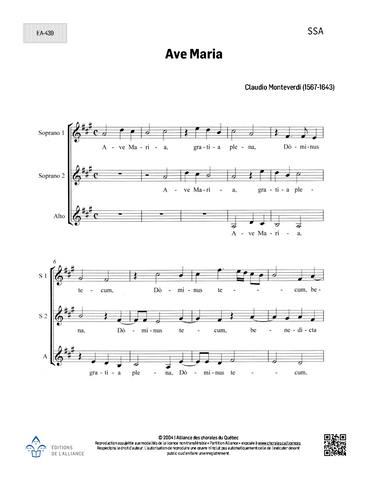 Ave Maria (Monteverdi) - SSA