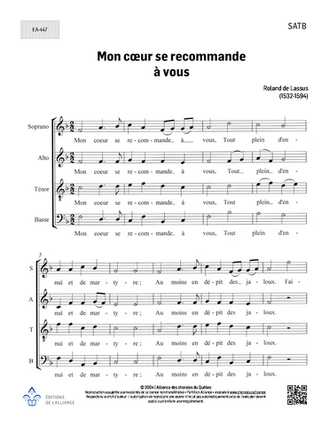 Mon coeur se recommande à vous - SATB