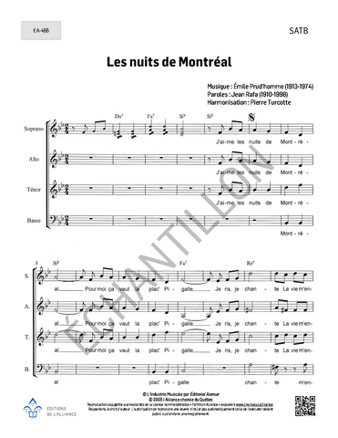 Les nuits de Montréal - SATB (harm. P. Turcotte)