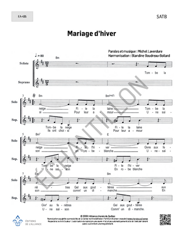 Mariage d'hiver - SATB (+ accompagnement)